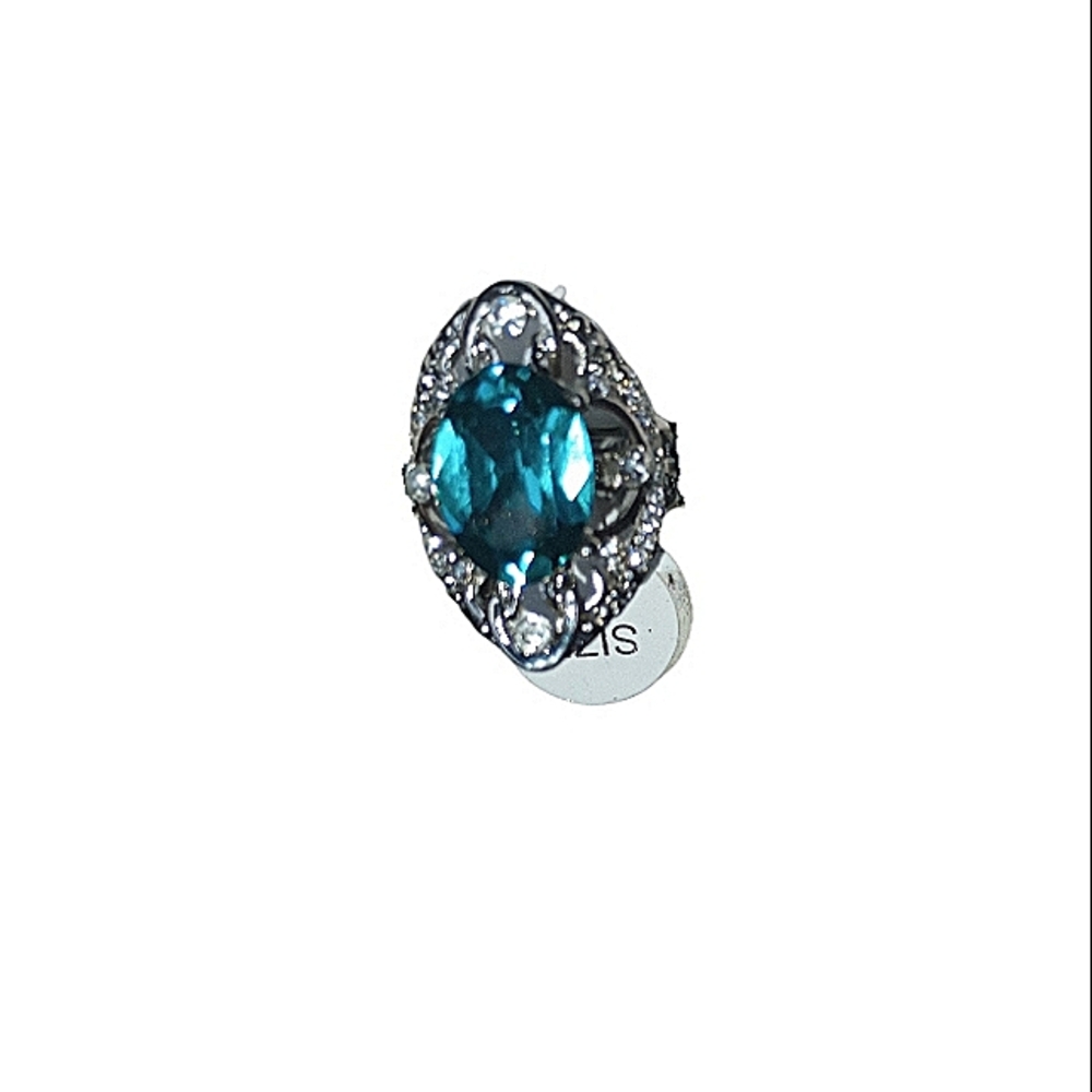 Teal And Silvertone Statement Ring - image 1